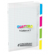 CAHIER POLYPRO 4 EN 1 - 4 ENCOCHES COULEURS 17X22cm 140P