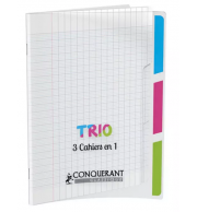 CAHIER POLYPRO 3 EN 1 - 3 ENCOCHES COULEURS 24X32cm 96P