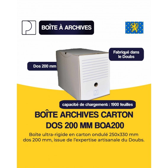 BOITE A ARCHIVES CARTON DOS 200mm