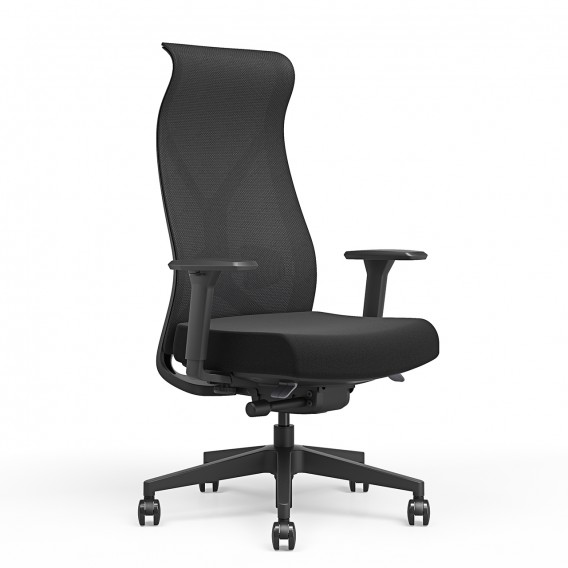 FAUTEUIL SYNCHRO HT DOSSIER ERGO TETIERE- MESH NOIR - ACCOUDOIRS 3D