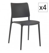 LOT DE 4 CHAISE JOY EN POLYPROPYLENE ANTHRACITE
