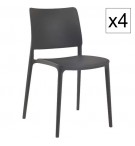 LOT DE 4 CHAISE JOY EN POLYPROPYLENE ANTHRACITE