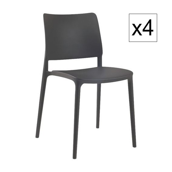 LOT DE 4 CHAISE JOY EN POLYPROPYLENE ANTHRACITE