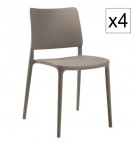 LOT DE 4 CHAISE JOY EN POLYPROPYLENE TAUPE