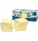 12 blocs notes repositionnables100 feuilles recyclées 75x75 mm jaune