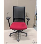 FAUTEUIL WAVE TISSU ROUGE DOSSIER RESILLE NOIR + ACCOUDOIRS