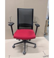 FAUTEUIL WAVE TISSU ROUGE DOSSIER RESILLE NOIR + ACCOUDOIRS