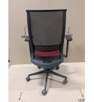 FAUTEUIL WAVE TISSU ROUGE DOSSIER RESILLE NOIR + ACCOUDOIRS