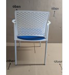 CHAISE STRUCTURE BLANCHE DESIGN ASSISE TISSU BLEU PIEDS PATINS