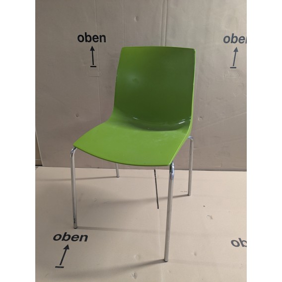 CHAISE COQUE VERT - PIEDS METAL GRIS