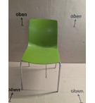 CHAISE COQUE VERT - PIEDS METAL GRIS