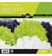 PAPIER SOIE 16X16 PAQT 500 FLLES ASS