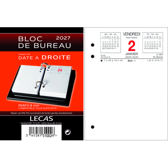 BLOC EPHEMERIDE DATE A DROITE 2027