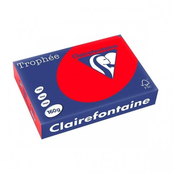 Ramette 250 feuilles papier A4 160g rouge corail Trophée 1004C