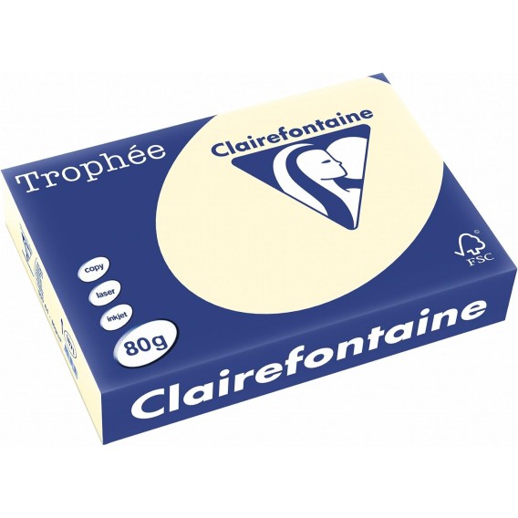 250 feuilles papier A4 couleur ivoire 160g Clairefontaine Trophée 1101C