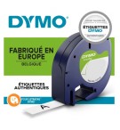 Ruban titreuse DYMO LetraTAG 12mmx4 m blanc  impression noire