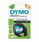 Ruban titreuse DYMO LetraTAG 12mmx4 m blanc  impression noire