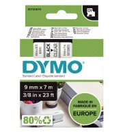 RUBAN TITREUSE DYMO 9mm NOIR/TRANSPARENT 40910