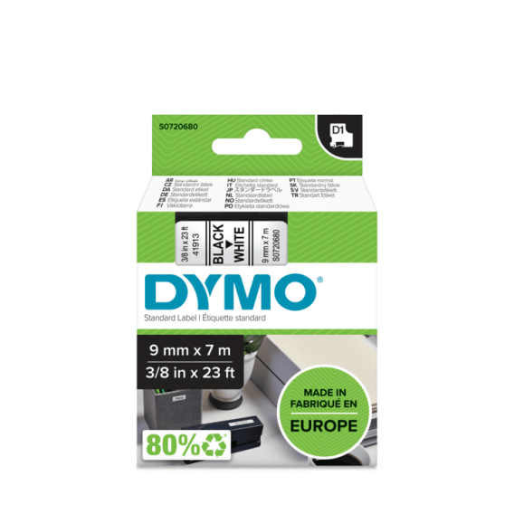 Ruban titreuse Dymo 40913 D1 Ruban 9 mm x 7 m noir sur blanc