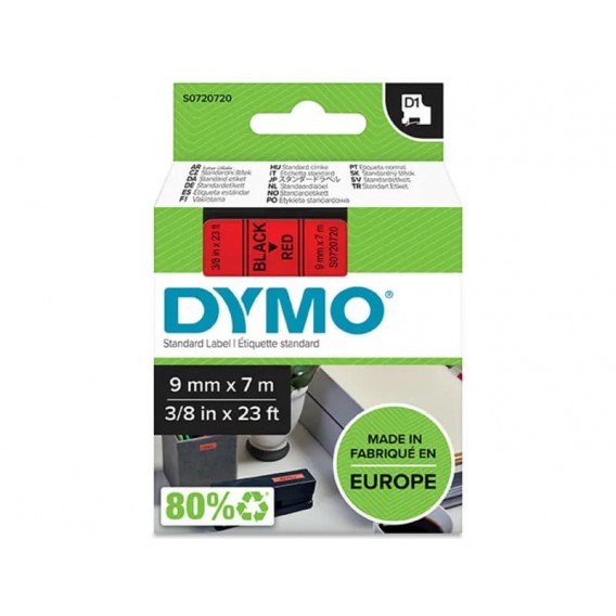 Ruban titreuse DYMO étiquettes auto-adhésives noir/rouge D1 40917 