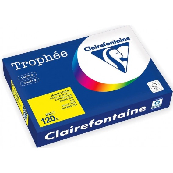 Ramette 250 feuilles papier A4 120g jaune soleil Trophée 1292PC