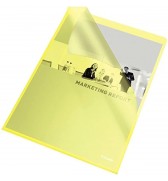 Paquet de 100 pochettes coin A4 jaunes grainées polypro 11/100e  ESSELTE 54842