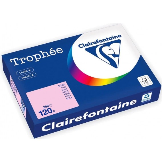 Ramette 250 feuilles papier couleur A4 rose 120g Trophée 1210PC