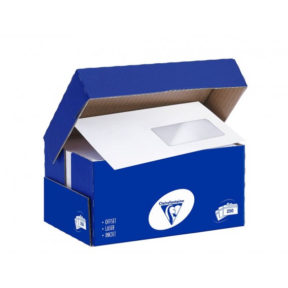 250 enveloppes DL 110 x 220 mm à fenêtre 45x100mm 90g 1603C