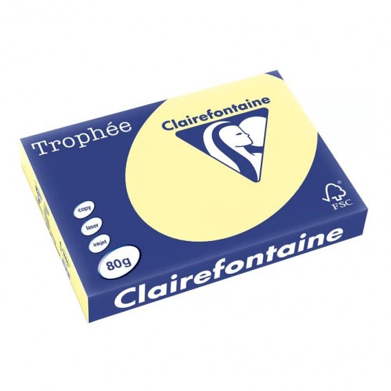 Ramette 500 feuilles papier A3 80g jaune canari Clairefontaine 1884C