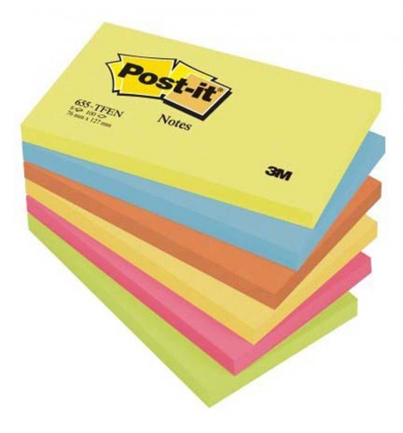 BLOC TYPE POST IT 75X125mm PASTEL ASSORTIS - PAQUET DE 6 - Papeterie  Jeanneret