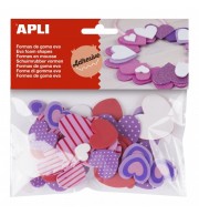 LOT DE 40 COEURS COULEURS ASSORTIES MOUSSE ADHESIVE