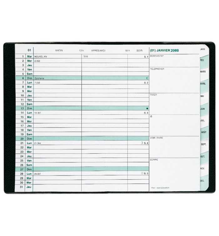 Recharge Agenda Quo Vadis 2025 | Mensuel | Format 10x15 Cm | Papier Clairefontaine