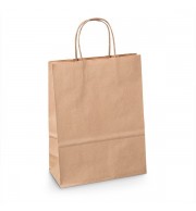SACS KRAFT 18x24 cm SOUFFLET 8 cm POIGNEES TORSADEES - PAQUET DE 50