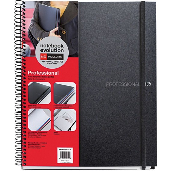 CAHIER NOTEBOOK MIQUELRIUS A4 COUV.POLYPRO+ELAST. 240P 5X5