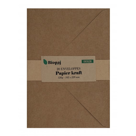 PAQUET 20 ENVELOPPES 162X229mm KRAFT 120G