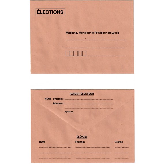 500 ENVELOPPES BULLE 114X162 / ELECTION LYCEE