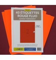 40 ETIQUETTES ROUGE FLUO 210X148,5MM SUR PLANCHE A4