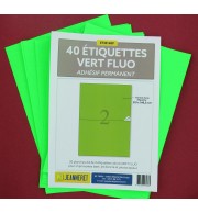 40 ETIQUETTES VERTE FLUO 210X148,5MM SUR PLANCHE A4