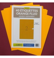 40 ETIQUETTES ORANGE FLUO 210X148,5MM SUR PLANCHE A4