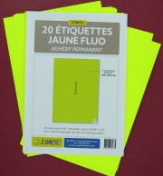 20 ETIQUETTES JAUNE FLUO 210X297MM