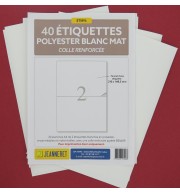 40 ETIQUETTES POLYESTER BLANC 210X148,5MM SUR PLANCHE A4