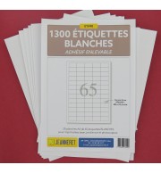 1300 ETIQUETTES ENLEVABLES 38X21,2MM SUR PLANCHE A4