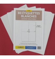 80 ETIQUETTES ENLEVABLES 105X148,5MM SUR PLANCHE A4