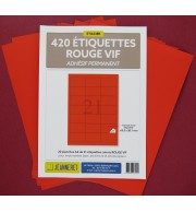 420 ETIQUETTES ROUGES 63,5X38,1MM SUR PLANCHE A4