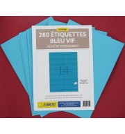 280 ETIQUETTES BLEUES 99X38,1MM SUR PLANCHE A4