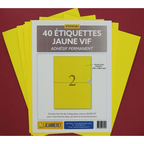 ETIQUETTES LASER JAUNE 210X148/SACHET 40