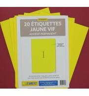 20 ETIQUETTES JAUNES 210X297MM SUR PLANCHE A4