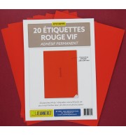 20 ETIQUETTES ROUGES 210X297MM SUR PLANCHE A4
