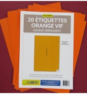 20 ETIQUETTES ORANGE 210X297MM SUR PLANCHE A4