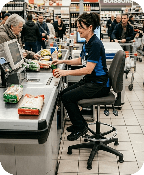 Siège ergonomique au poste de caisse